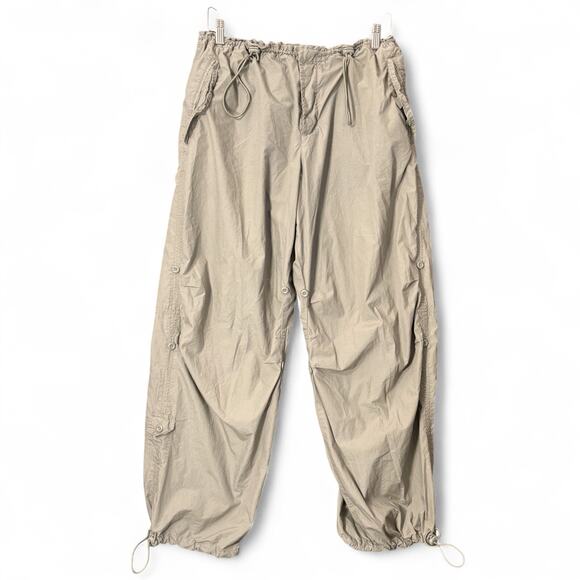 GAP Y2K 2007 Convertible Parachute Cargo Pants Khaki Drawstring Baggy Womens XXL - Picture 1 of 14